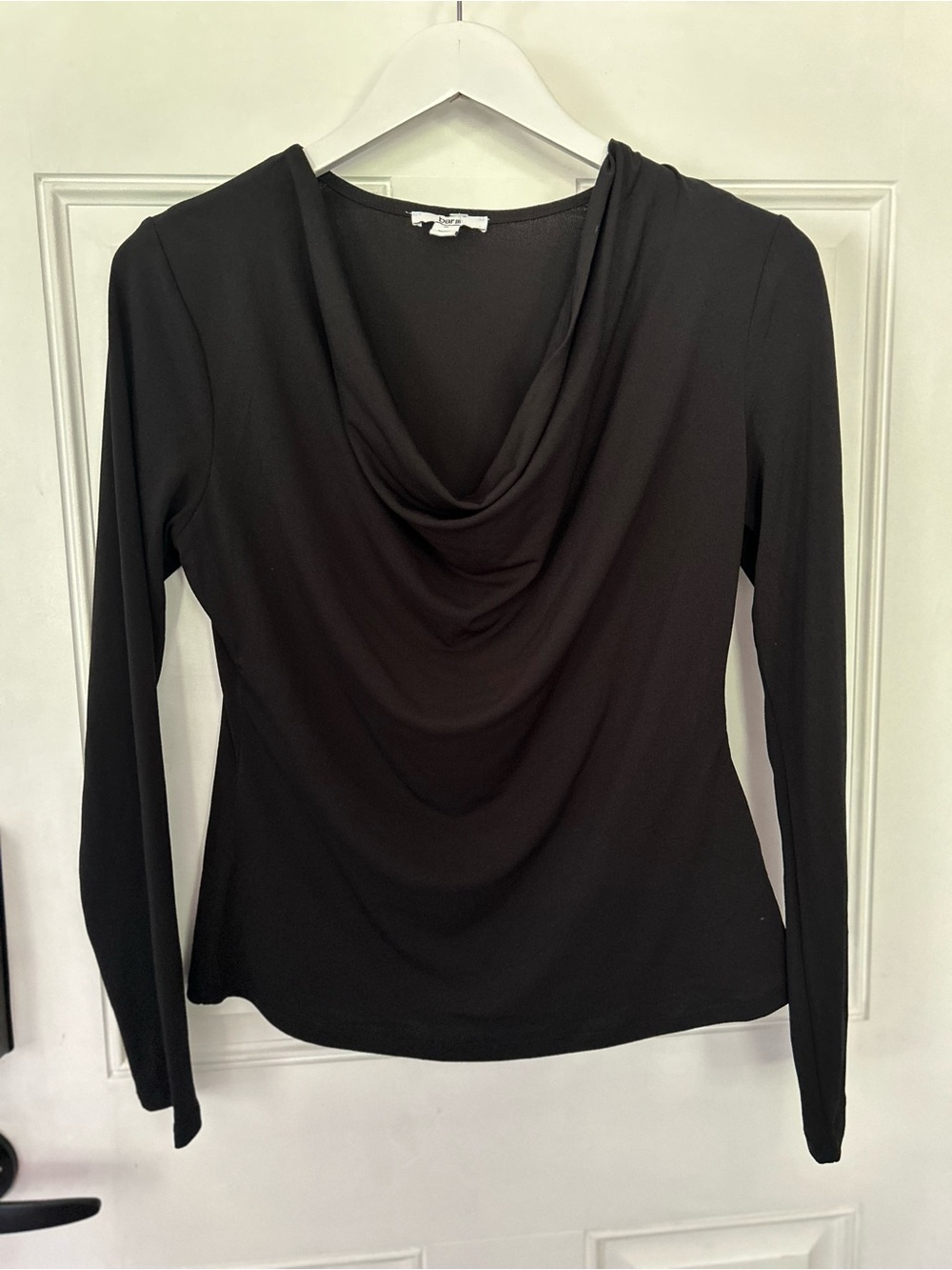 Bar III Black Cowl-Neck Long Sleeve Top